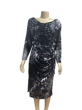 Gina Bacconi Navy and Gray Draped Dress